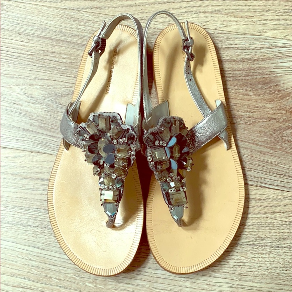 Vera Wang metallic jeweled sandals
